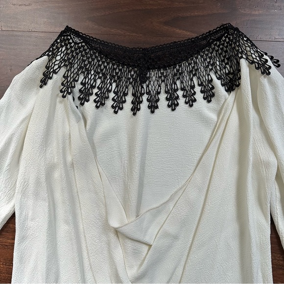 FOR LOVE & LEMONS Black White Open Draped Back Long Sleeve Top - Picture 3 of 12